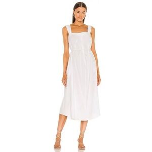 Vince Poet Strap Knot Front Dress In Optic White Cotton Midi Length * FLAWS *